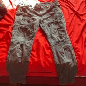 American Eagle gray airflex ripped skinny jeans
